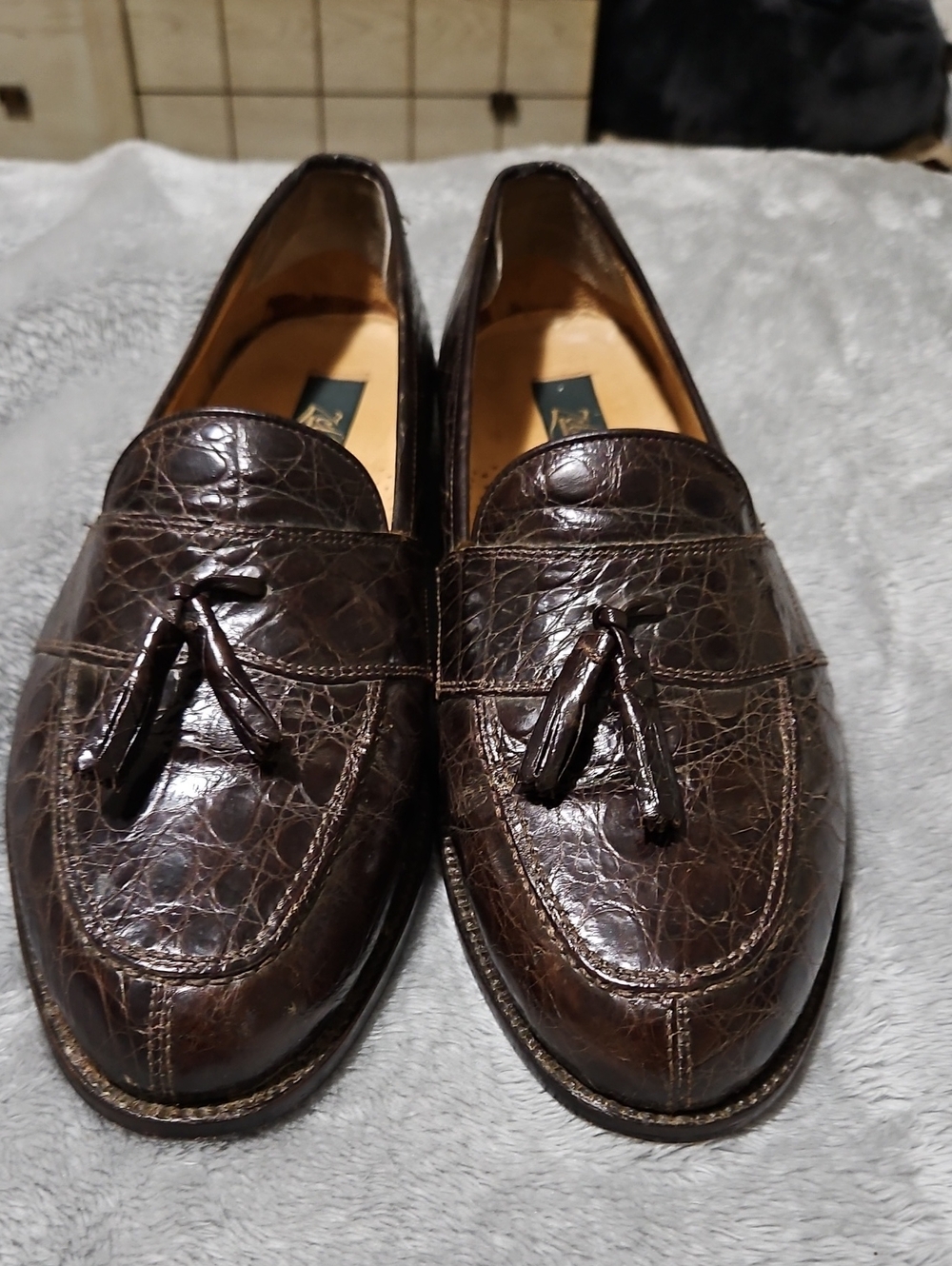 Zelli Italia Men's Crocodile Tassel Loafers Size 11